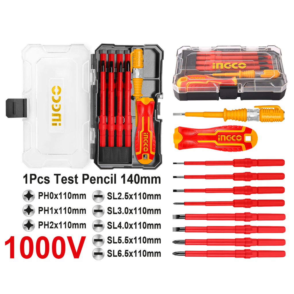 HKISD1008 10 Pcs INTERCHANGABLE INSULATED SCREWDRIVER SET