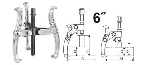 HGP08036 THREE JAWS GEAR PULLER 6"