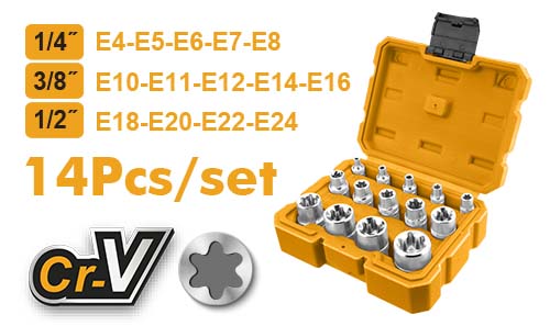 HKTETS0114 14 PCS E-TYPE SOCKET SET