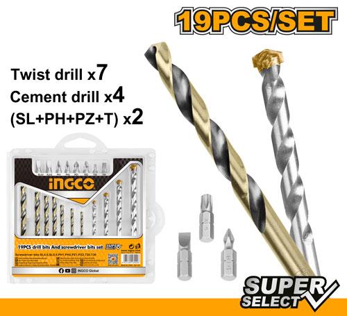 AKSDB1901 19 PCS DRILL BIT AND SCREWDRIVER BIT SET