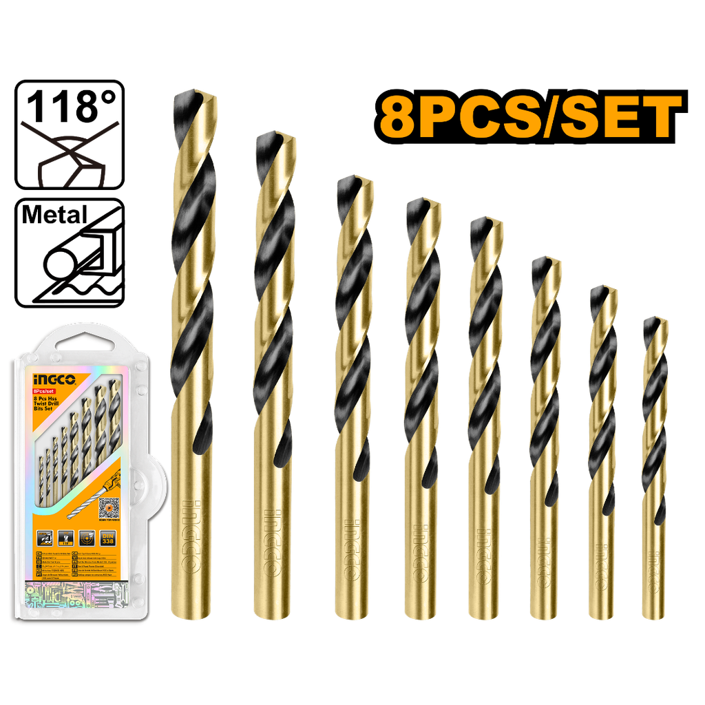 AKDB0801 8 PCS HSS TWIST DRILL BIT SET