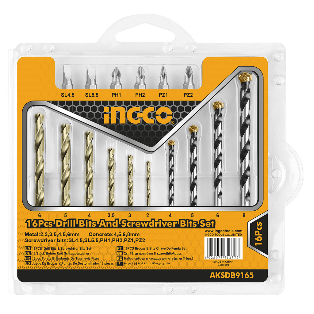 AKSDB9165 16PCS DRILL BIT AND SCREWDRIVER BIT SET